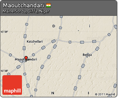 Shaded Relief Map of Maoutchandari