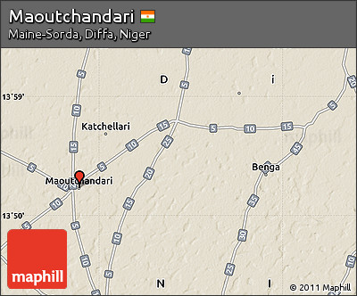 Shaded Relief Map of Maoutchandari