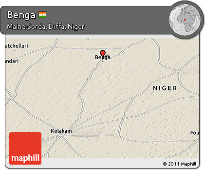 Shaded Relief Panoramic Map of Benga