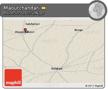 Shaded Relief Panoramic Map of Maoutchandari