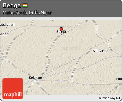 Shaded Relief Panoramic Map of Benga