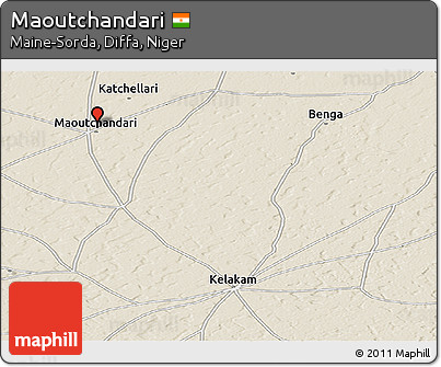Shaded Relief Panoramic Map of Maoutchandari