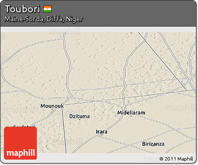 Shaded Relief Panoramic Map of Toubori