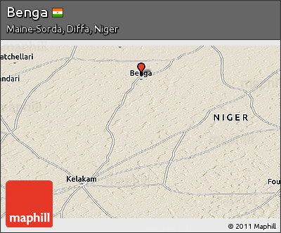 Shaded Relief Panoramic Map of Benga