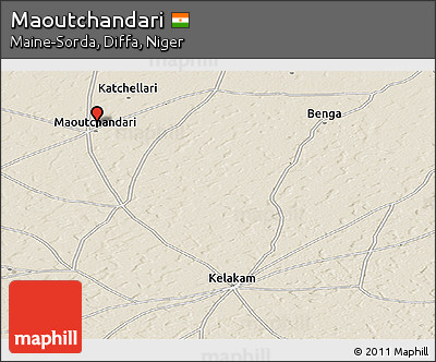 Shaded Relief Panoramic Map of Maoutchandari