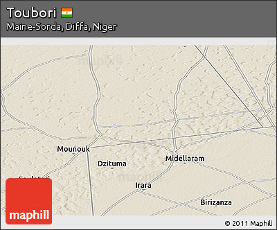 Shaded Relief Panoramic Map of Toubori