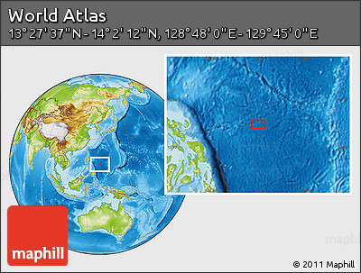Physical Location Map of the Area around 13° 44' 54" N, 129° 16' 30" E