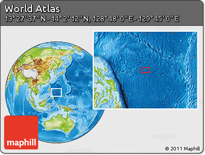 Physical Location Map of the Area around 13° 44' 54" N, 129° 16' 30" E