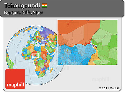 Political Location Map of Tchougoundi