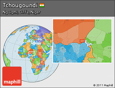 Political Location Map of Tchougoundi