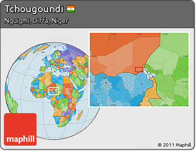 Political Location Map of Tchougoundi