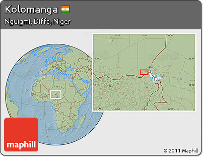 Savanna Style Location Map of Kolomanga, hill shading