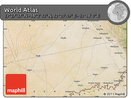Satellite Map of the Area around 13° 44' 54" N, 12° 49' 29" E