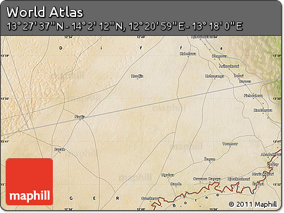 Satellite Map of the Area around 13° 44' 54" N, 12° 49' 29" E