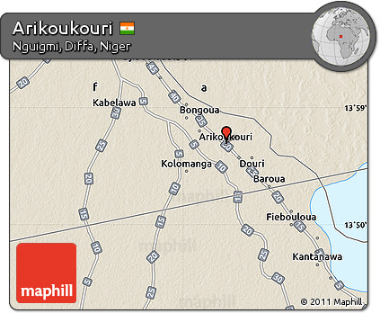 Shaded Relief Map of Arikoukouri