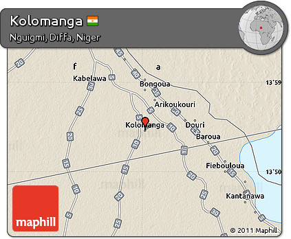 Shaded Relief Map of Kolomanga