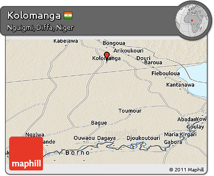 Shaded Relief Panoramic Map of Kolomanga