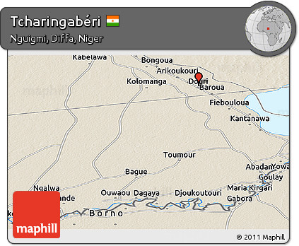 Shaded Relief Panoramic Map of Tcharingabéri