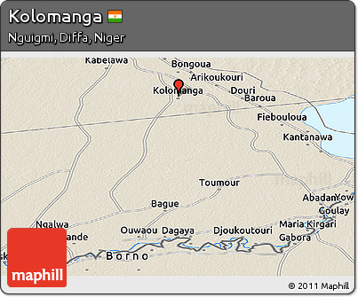 Shaded Relief Panoramic Map of Kolomanga