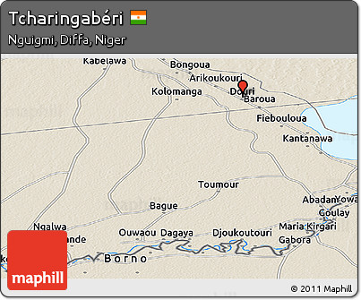 Shaded Relief Panoramic Map of Tcharingabéri