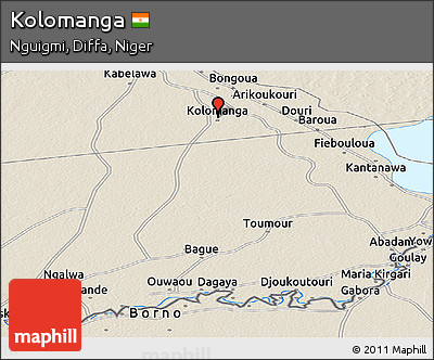 Shaded Relief Panoramic Map of Kolomanga