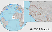 Gray Location Map of the area around 13° 44' 54" N, 12° 40' 30" W