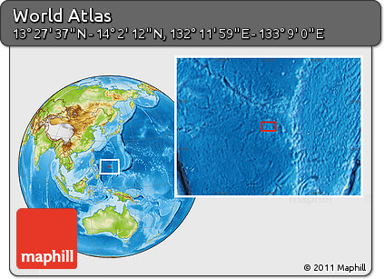 Physical Location Map of the Area around 13° 44' 54" N, 132° 40' 30" E