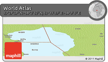 Physical Panoramic Map of the Area around 13° 44' 54" N, 13° 40' 30" E
