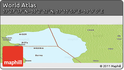 Physical Panoramic Map of the Area around 13° 44' 54" N, 13° 40' 30" E