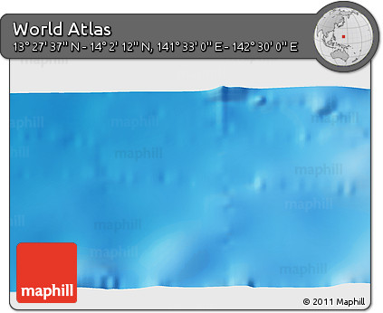 Physical 3D Map of the Area around 13° 44' 54" N, 142° 1' 30" E