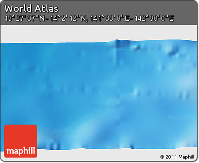 Physical 3D Map of the Area around 13° 44' 54" N, 142° 1' 30" E