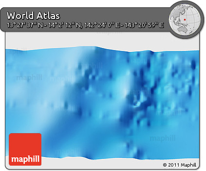 Physical 3D Map of the Area around 13° 44' 54" N, 142° 52' 30" E