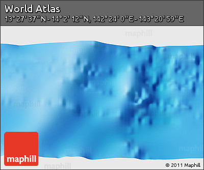 Physical 3D Map of the Area around 13° 44' 54" N, 142° 52' 30" E