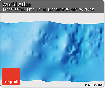 Physical 3D Map of the Area around 13° 44' 54" N, 142° 52' 30" E