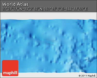 Physical 3D Map of the Area around 13° 44' 54" N, 143° 43' 29" E