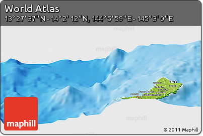 Physical Panoramic Map of the Area around 13° 44' 54" N, 144° 34' 29" E