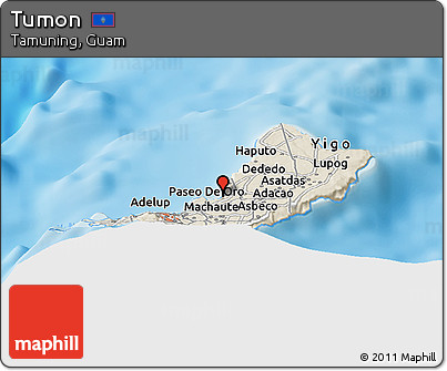 Shaded Relief Panoramic Map of Tumon