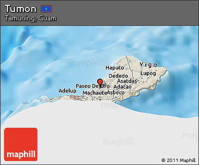 Shaded Relief Panoramic Map of Tumon
