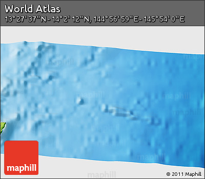 Physical 3D Map of the Area around 13° 44' 54" N, 145° 25' 30" E