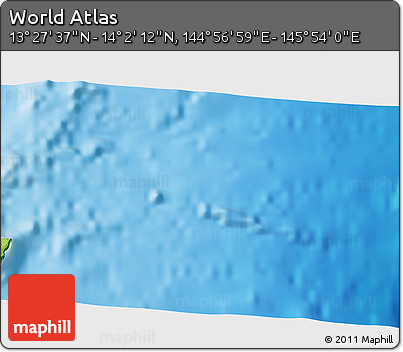 Physical 3D Map of the Area around 13° 44' 54" N, 145° 25' 30" E