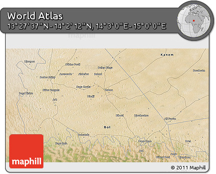 Satellite 3D Map of the Area around 13° 44' 54" N, 14° 31' 30" E