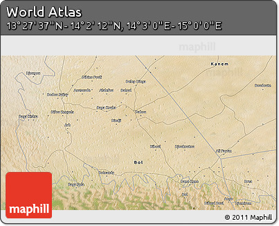 Satellite 3D Map of the Area around 13° 44' 54" N, 14° 31' 30" E