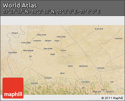 Satellite 3D Map of the Area around 13° 44' 54" N, 14° 31' 30" E