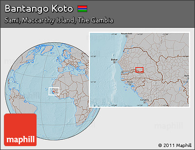 Gray Location Map of Bantango Koto, hill shading