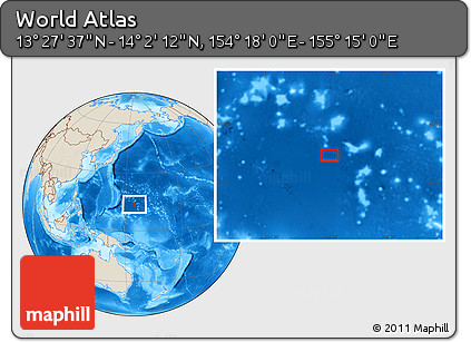 Shaded Relief Location Map of the Area around 13° 44' 54" N, 154° 46' 30" E