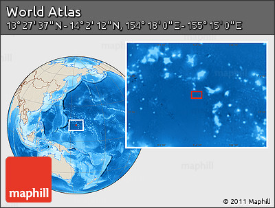 Shaded Relief Location Map of the Area around 13° 44' 54" N, 154° 46' 30" E