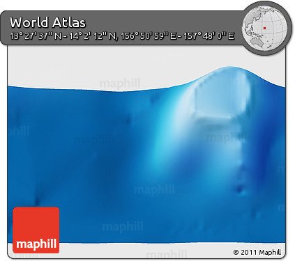 Physical 3D Map of the Area around 13° 44' 54" N, 157° 19' 29" E