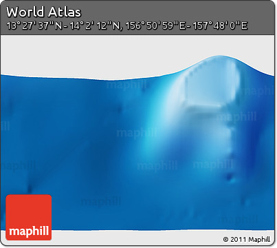 Physical 3D Map of the Area around 13° 44' 54" N, 157° 19' 29" E