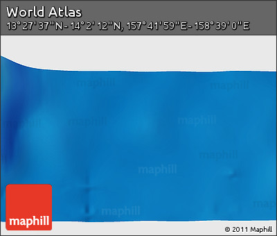 Physical 3D Map of the Area around 13° 44' 54" N, 158° 10' 30" E