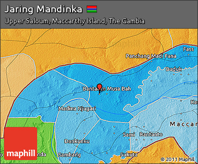 Political 3D Map of Jaring Mandinka